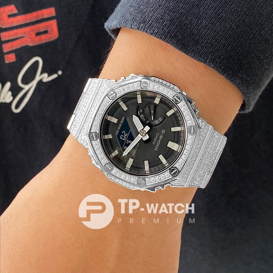 Đồng Hồ Nam Dây Thép Casio G-Shock GA-2100 Độ Giáp AP Full Đá Mặt Và Dây | GA-2100 Custom Full Đá Mặt Và Dây