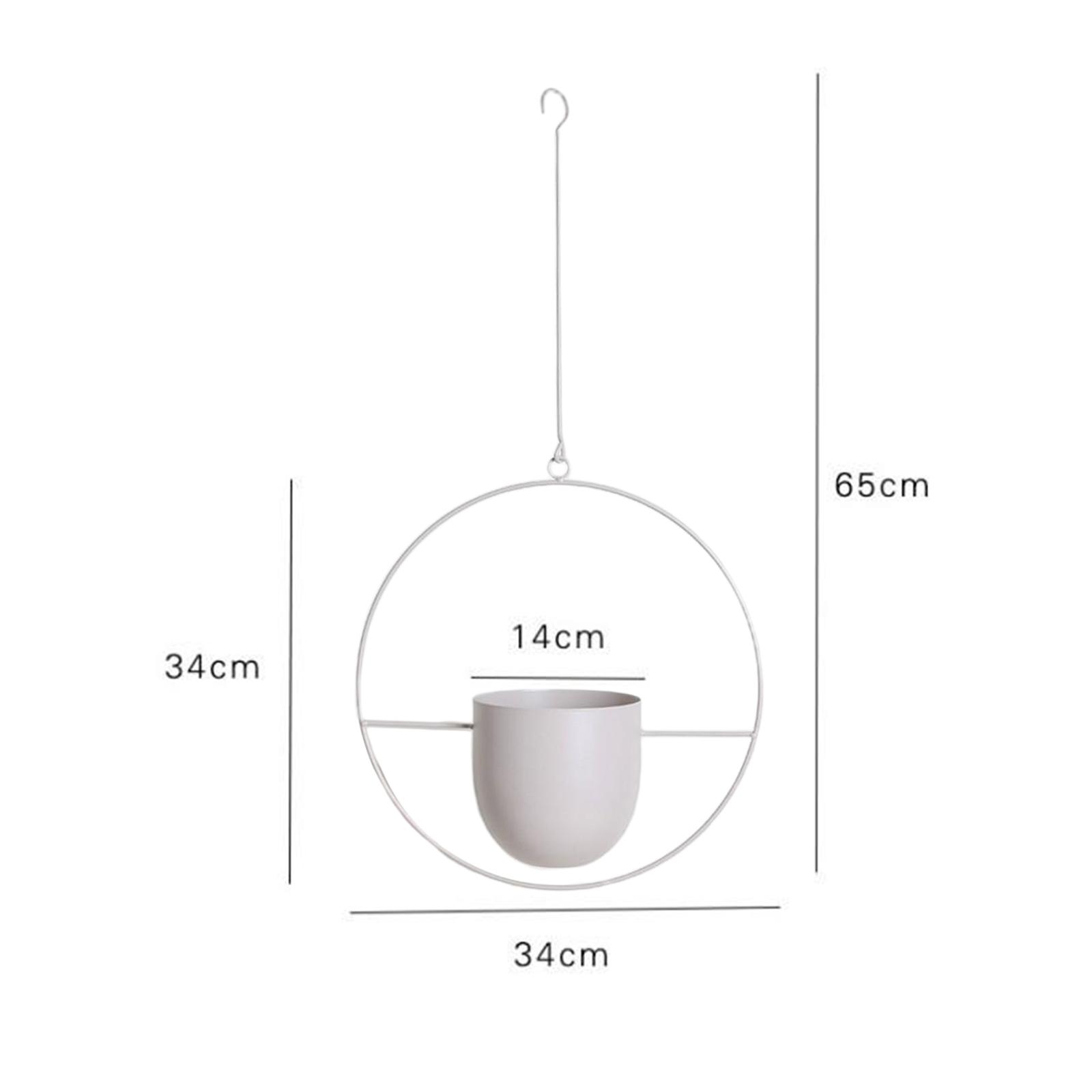 Metal Hanging Planter Pot Indoor Outdoor Flower Pot Plant Holder White Round