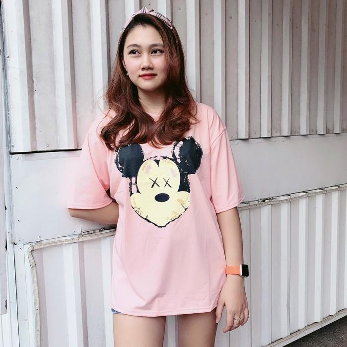 Áo Thun Tay Lỡ Phom Rộng, Unisex nam nữ 45-80kg, Gấu Mickey