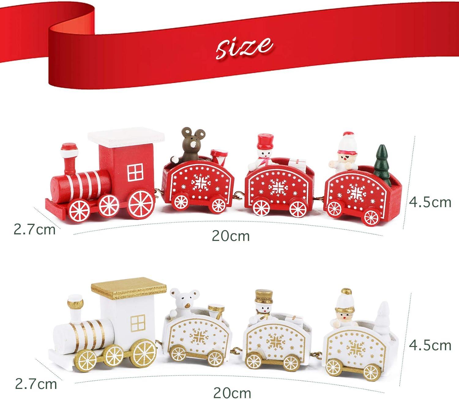 2 chiếc Gỗ Nhỏ Trang Trí Xe Lửa Giáng Sinh Mặt Dây Chuyền Xe Lửa Đoàn Người Tuyết Ông Già Noel Quà Tặng Sáng Tạo Trang Trí Bàn Thủ Công Bữa Tiệc Vườn Tại Nhà Năm Mới Màu Đỏ Trắng