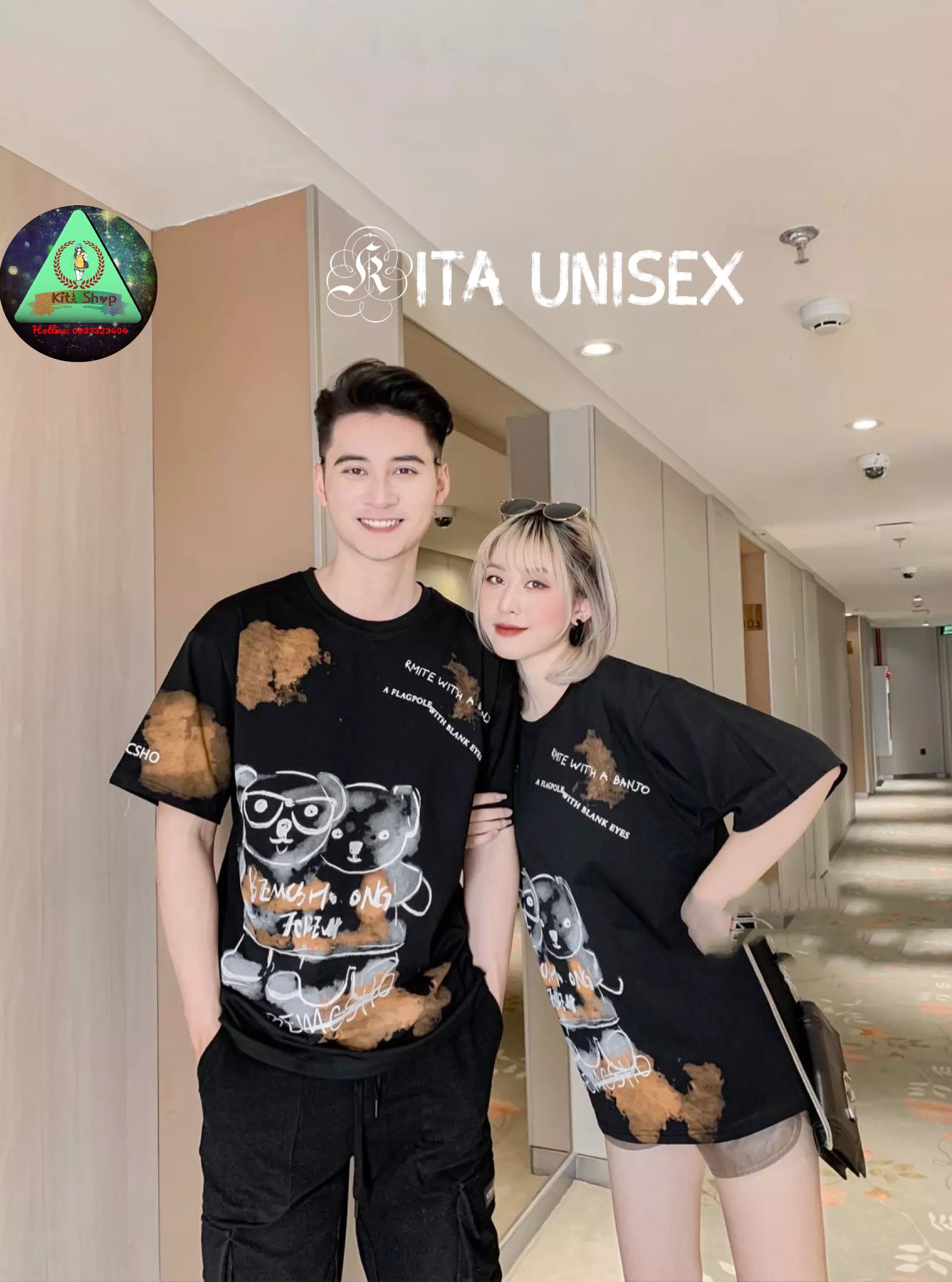 Áo Thun Couple Nam Nữ Ngắn Tay Unisex Form Rộng thời trang Hot Trend Freesize Kita Unisex - Gấu Couple