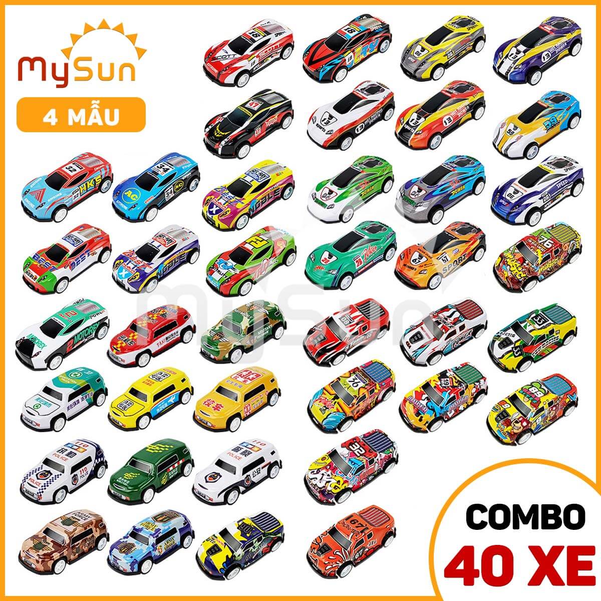 Bộ xe đua ô tô đồ chơi mô hình oto cho bé trai bằng hợp kim sắt MySun
