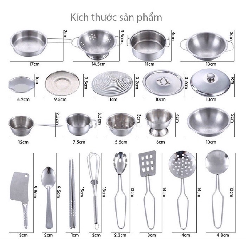 Bộ đồ chơi nấu ăn bằng inox 40 món cho bé