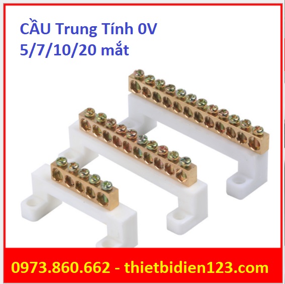 Cầu đấu trung tính 5 mắt, 7 mắt , 10 mắt, 20 mắt có đế nhựa - Cầu mát cao cấp