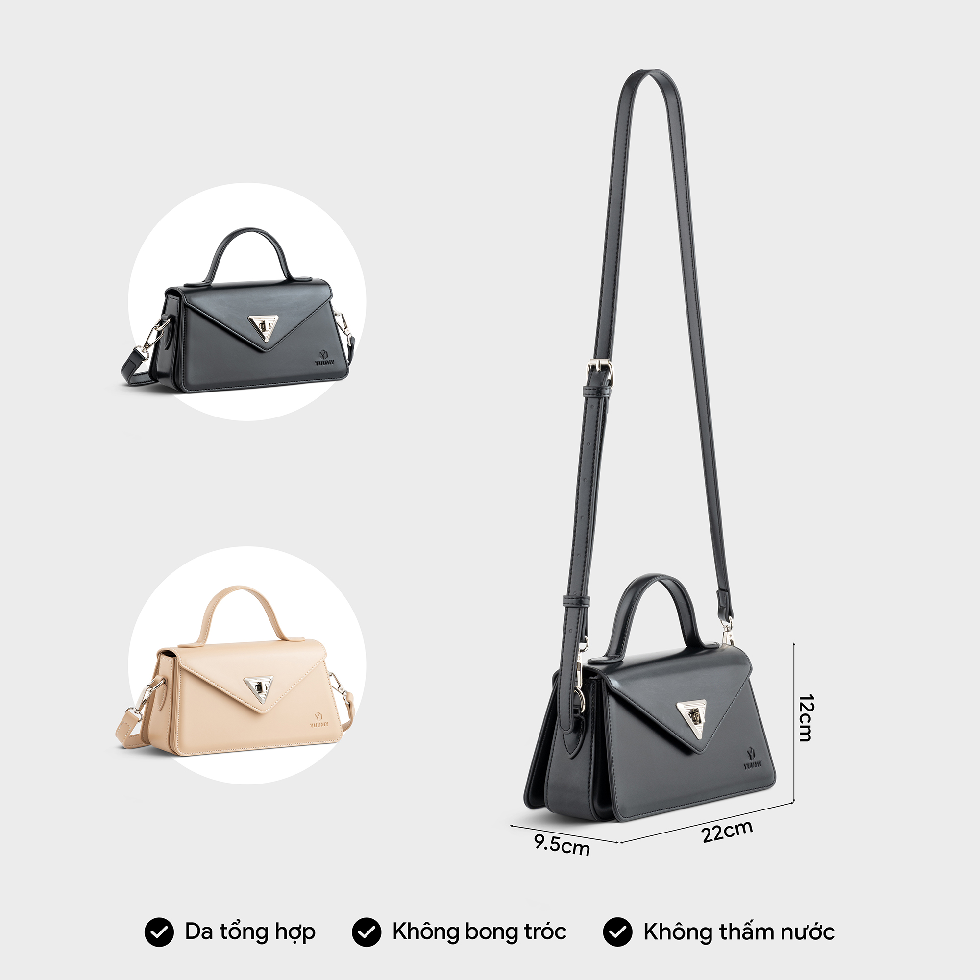 Túi Yuumy ( Thời trang nữ phối khóa xoay kim loại sang trọng size 22 - Túi đeo chéo da Smooth YN243 )