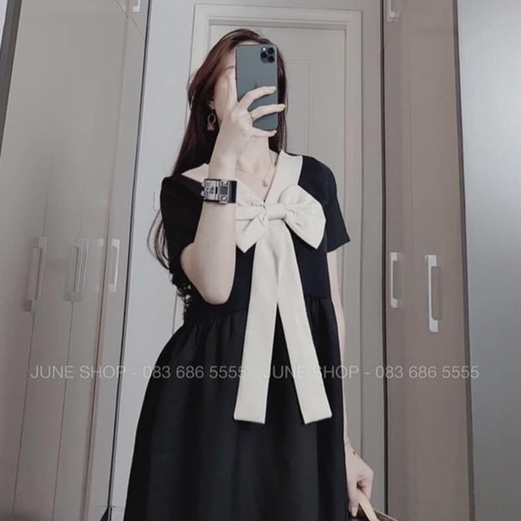 Váy Bầu Babydoll Nơ Ngực Váy Bầu Hè Ngắn Tay Công Sở Đi Chơi HD2616 Honey Mommy Đầm Bầu Mùa Hè Đi Làm Đi Tiệc