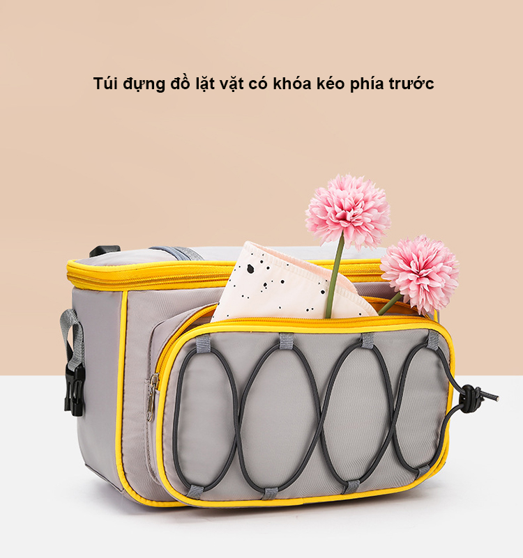 Túi treo xe đạp, xe điện, xe đẩy, xe nôi cao cấp chống thấm nước 3 ngăn size to đựng vật dụng cho mẹ và bé U12