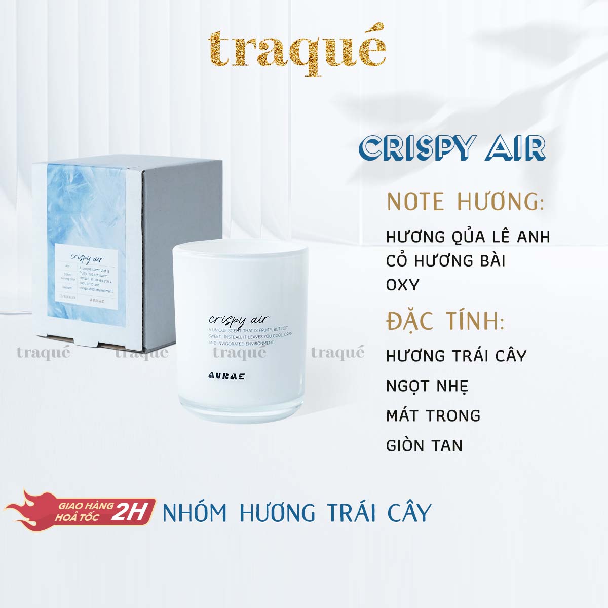 Nến thơm tinh dầu Aurae - 6 mùi hương sang trọng dùng trang trí nhà cửa/quà tặng