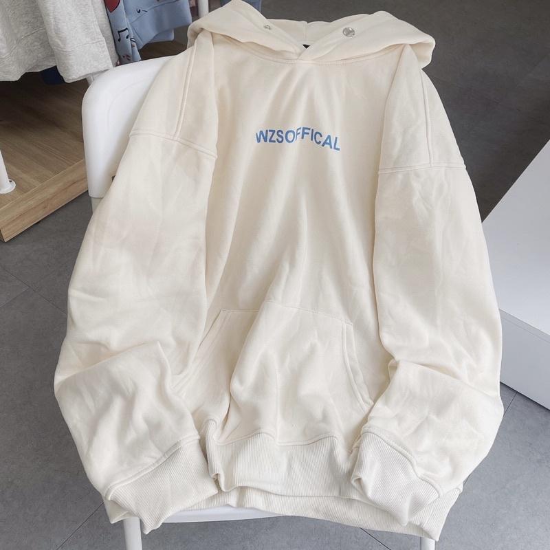 áo Hoodie nỉ WZS màu kem unisex ảnh thật SSSTore ( nam nữ mặc đều được