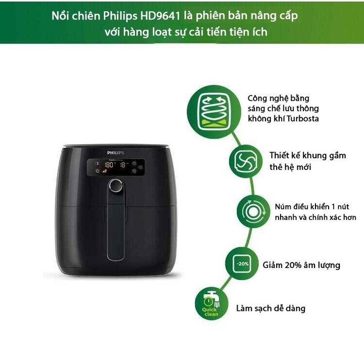 Nồi chiên không dầu điện tử cao cấp Philips HD9741 - Trọng lượng: 5.5Kg - Công suất 1500W - Hàng nhập khẩu