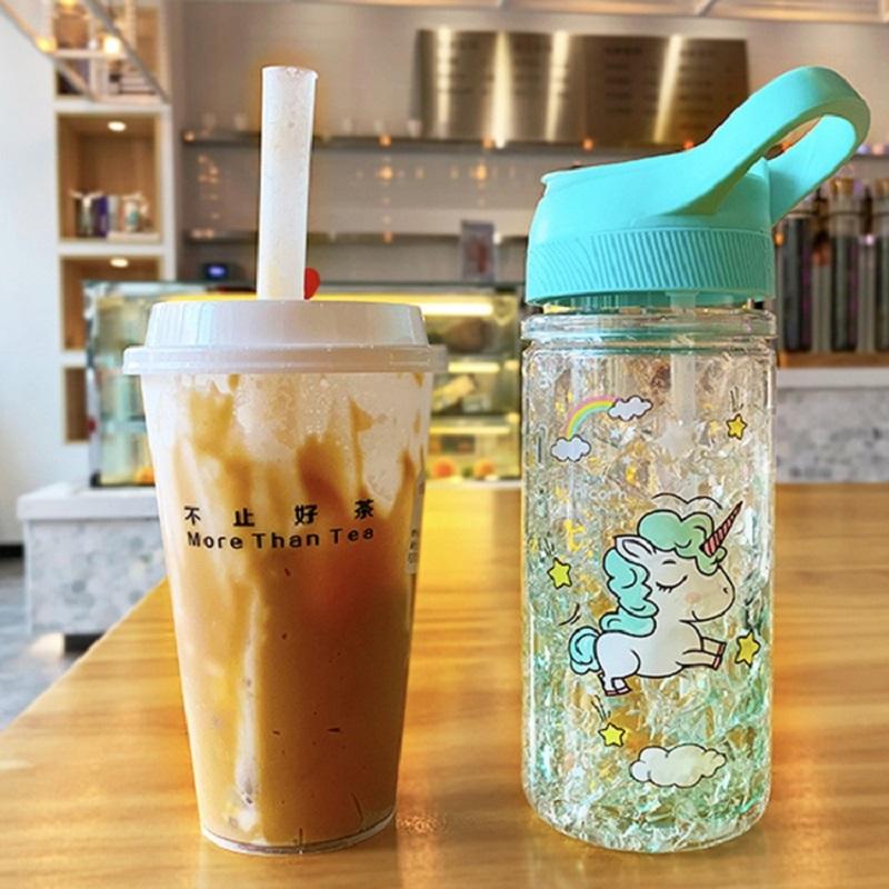 Di Động Nước Thời Trang Kỳ Lân Băng Cốc Thể Thao Mùa Hè Uống Nước Ép Cà Phê Có Ống Hút Rò Rỉ Chống Drinkware Bé Gái quà Tặng