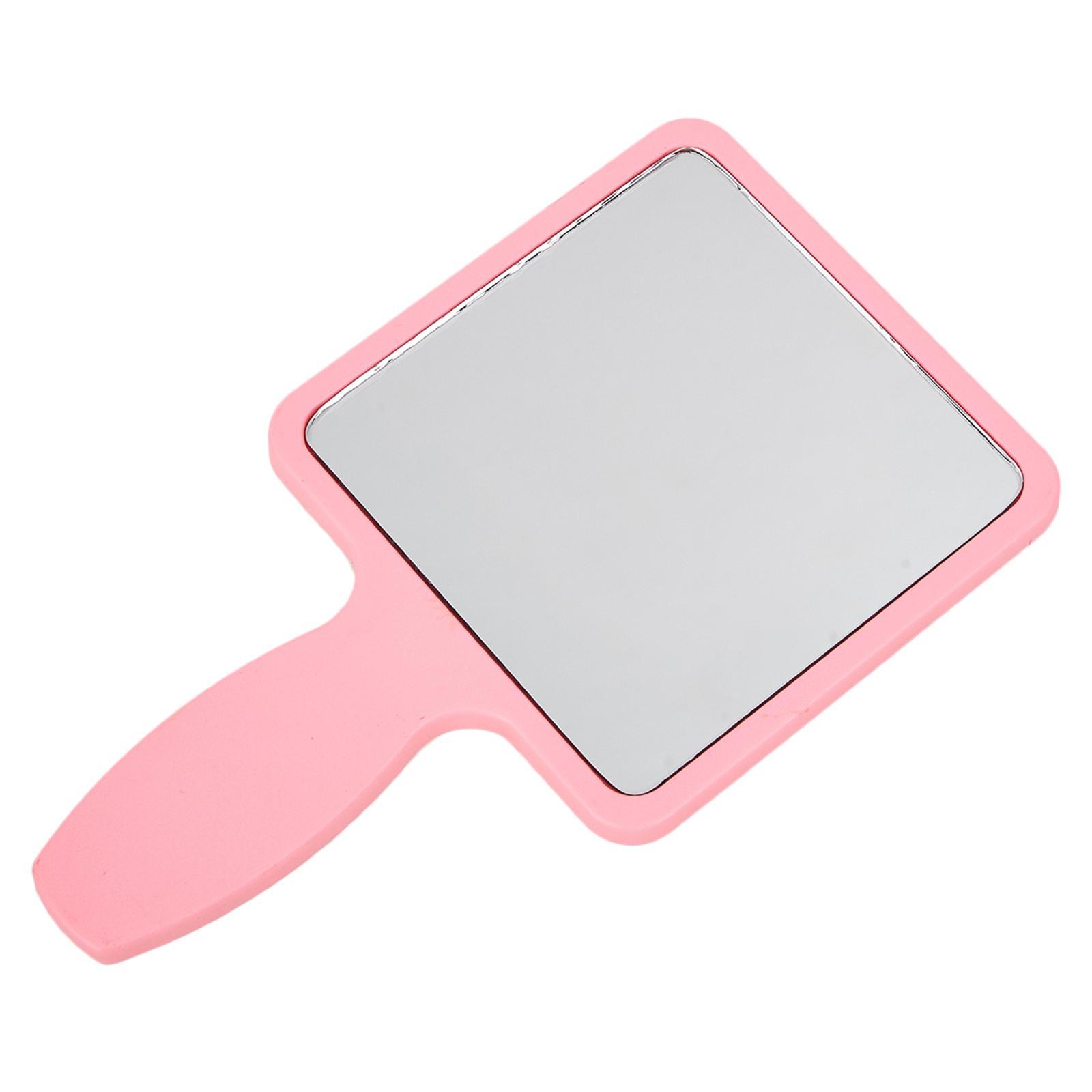 Portable Small Compact Cute Square Shaped Mirror with Handle Cosmetic Beauty Mirror Single Side Look Adorable Design Easier to Hold