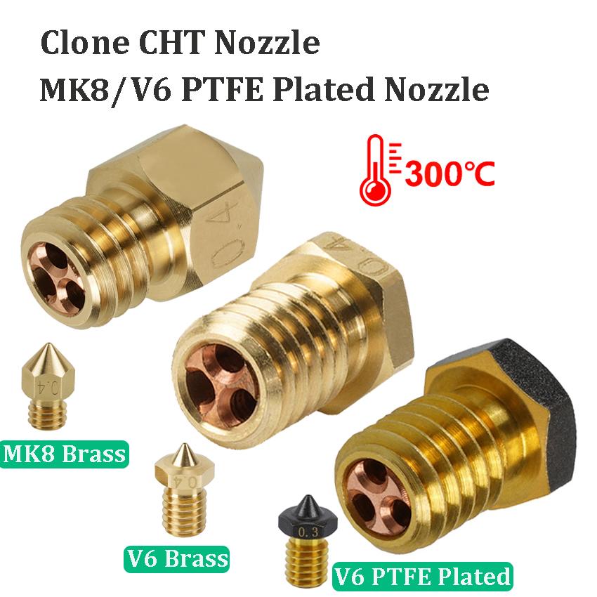 Bản sao Cht Nốt MK8 E3D V6 PTFE Vòi phun mạ cao Cht MK8 Brass Verzzles V6 Các bộ phận máy in 3D Hotend cho Filament 1,75/3 mm