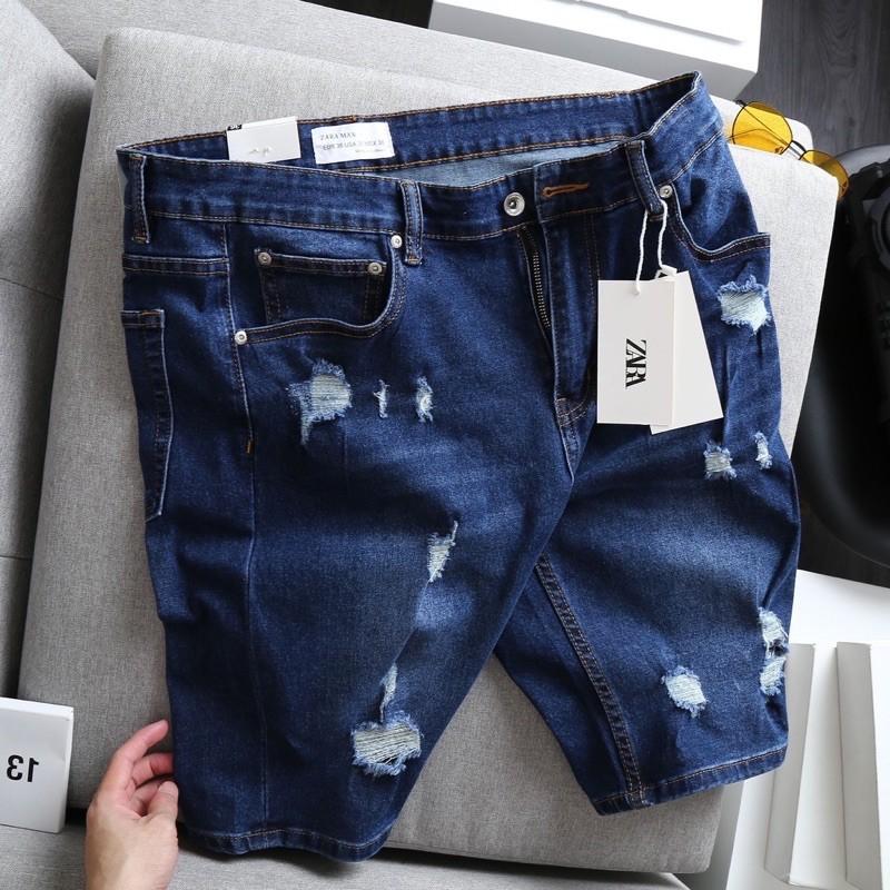 Quần short jean nam rách gối size lớn nhiều màu