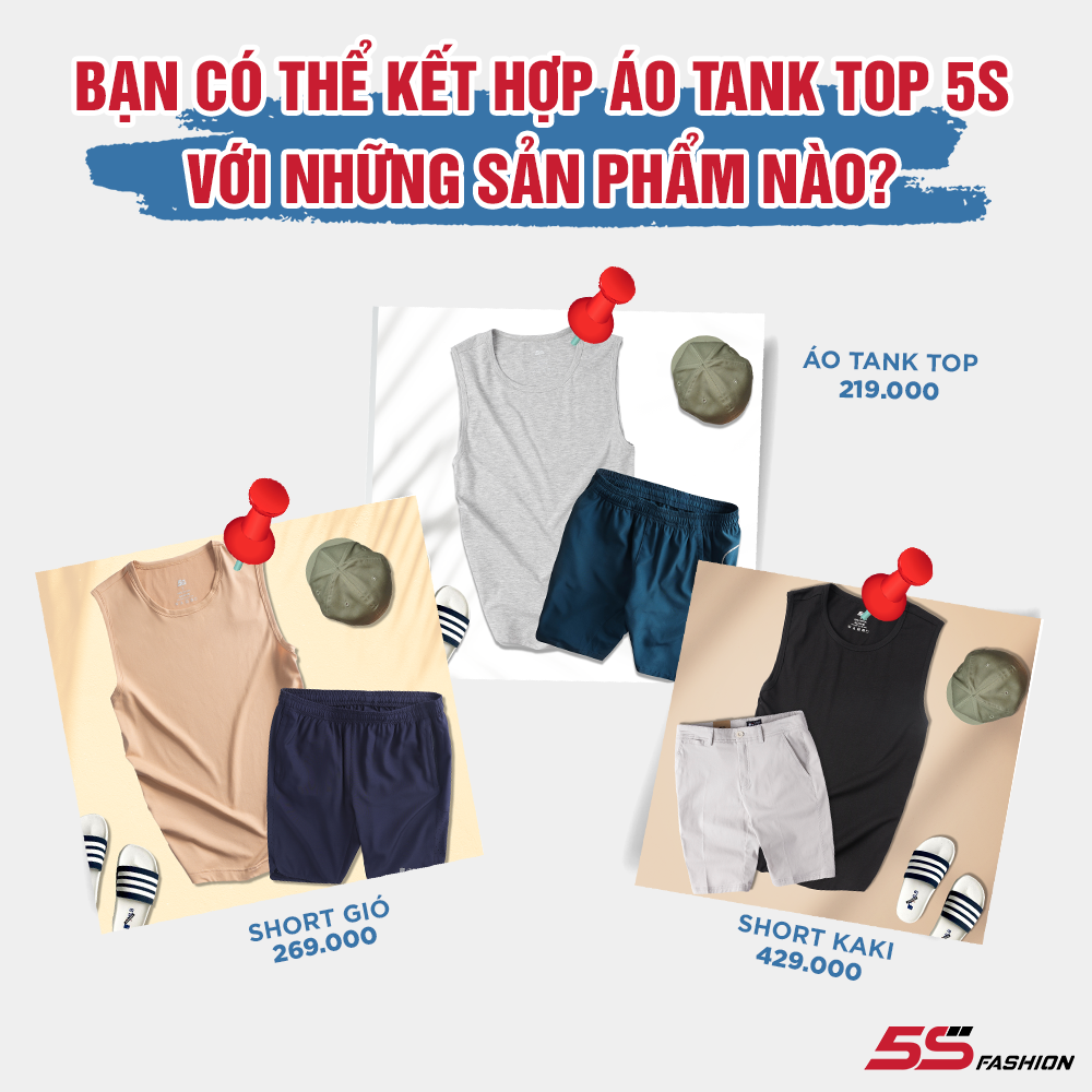 Áo Sát Nách Nam 5S Vải Cotton, Mềm Mịn, Thoáng Mát, Dáng Thể Thao Thoải Mái Vận Động