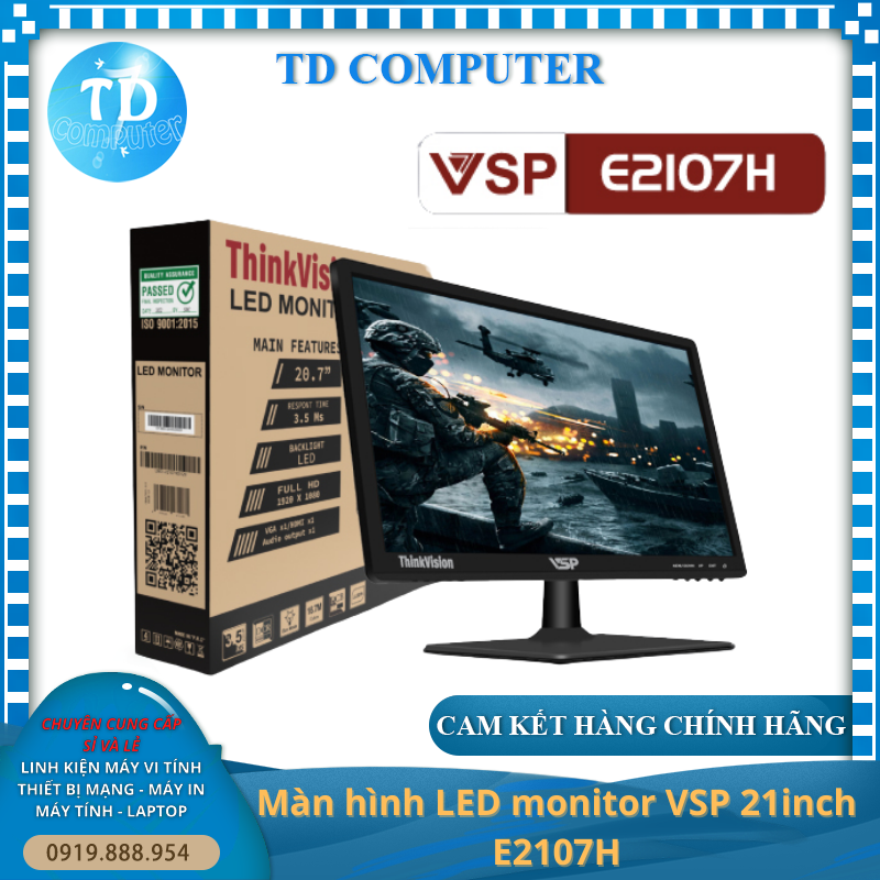 Màn hình máy tính 21inch VSP E2107H (20.7&quot; FHD 60Hz, HDMI+VGA) – Hàng chính hãng TECH VISION phân phối