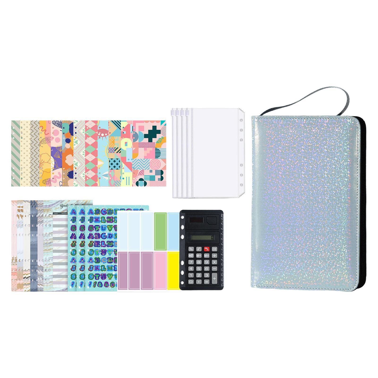 Budget Binder, A6 PU Money Saving Wallet, Refillable Ring Binder Notebook, with Binder Pockets, Stickers, Cash Envelopes for for Budget Planner