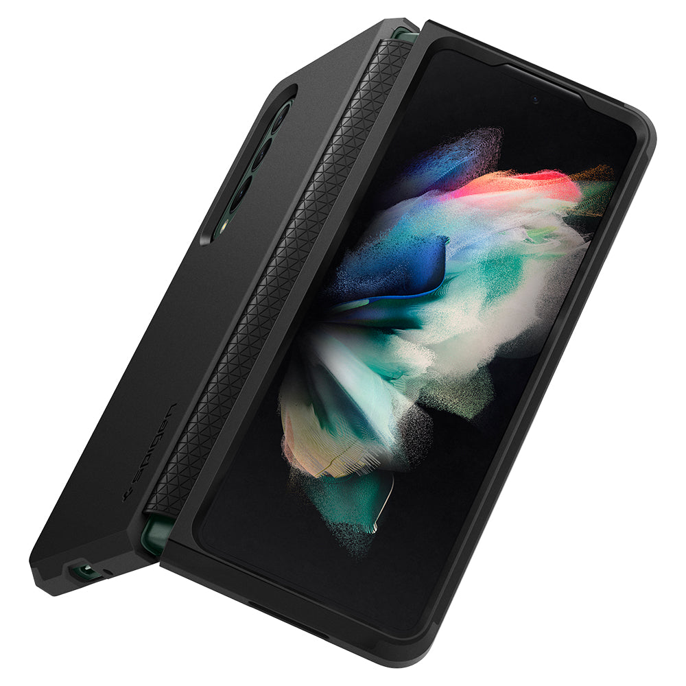 Ốp lưng Spigen Tough Armor Black cho Samsung Galaxy Z Fold 3 5G - Thiết kế đẹp mắt, chống sốc, bền bỉ, viền camera cao - Hàng chính hãng