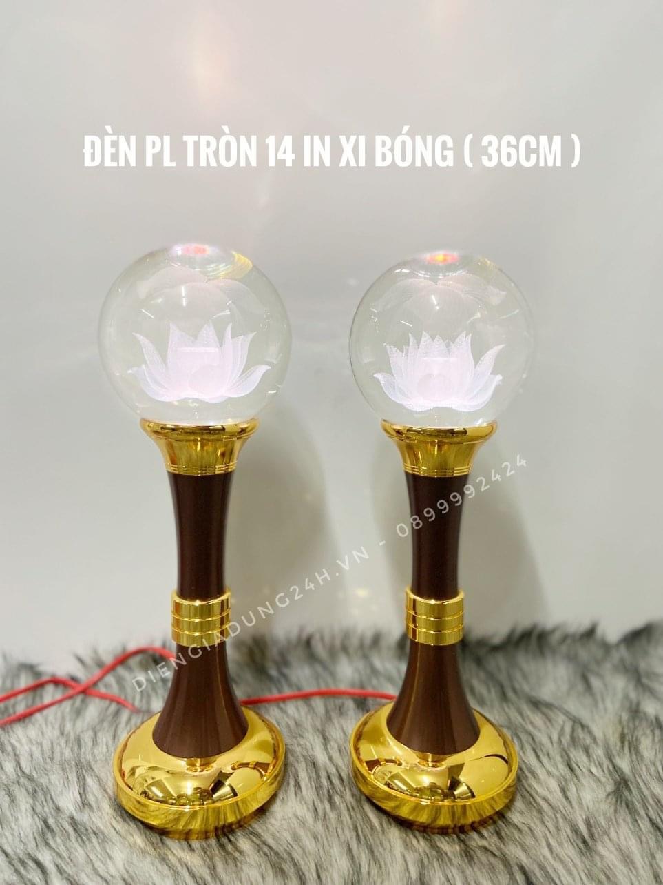 ĐÈN THỜ PHA LÊ CAO CẤP TRÒN 14 IN XI BÓNG 1 CẶP