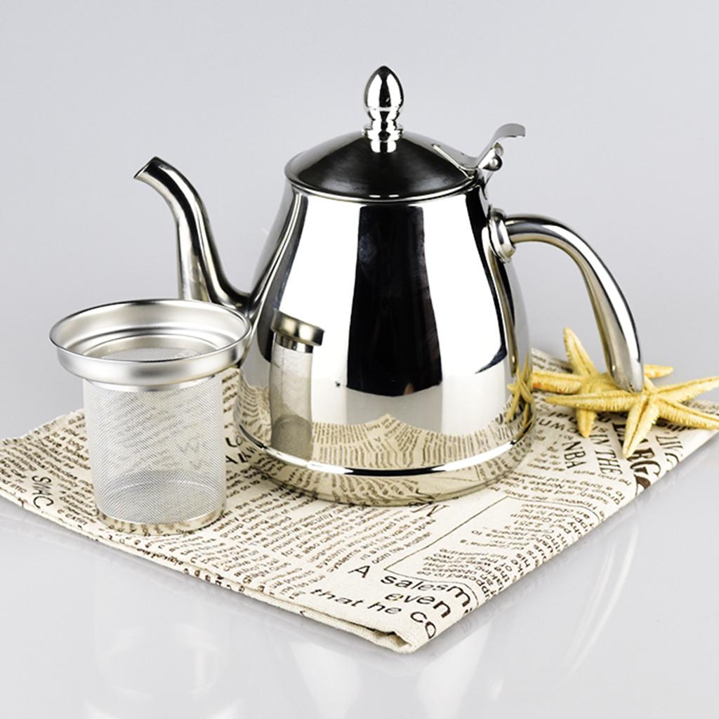1.5L Stainless Steel Teapot Tea / Coffee Pot Kettle with Mesh Filter Infuser
