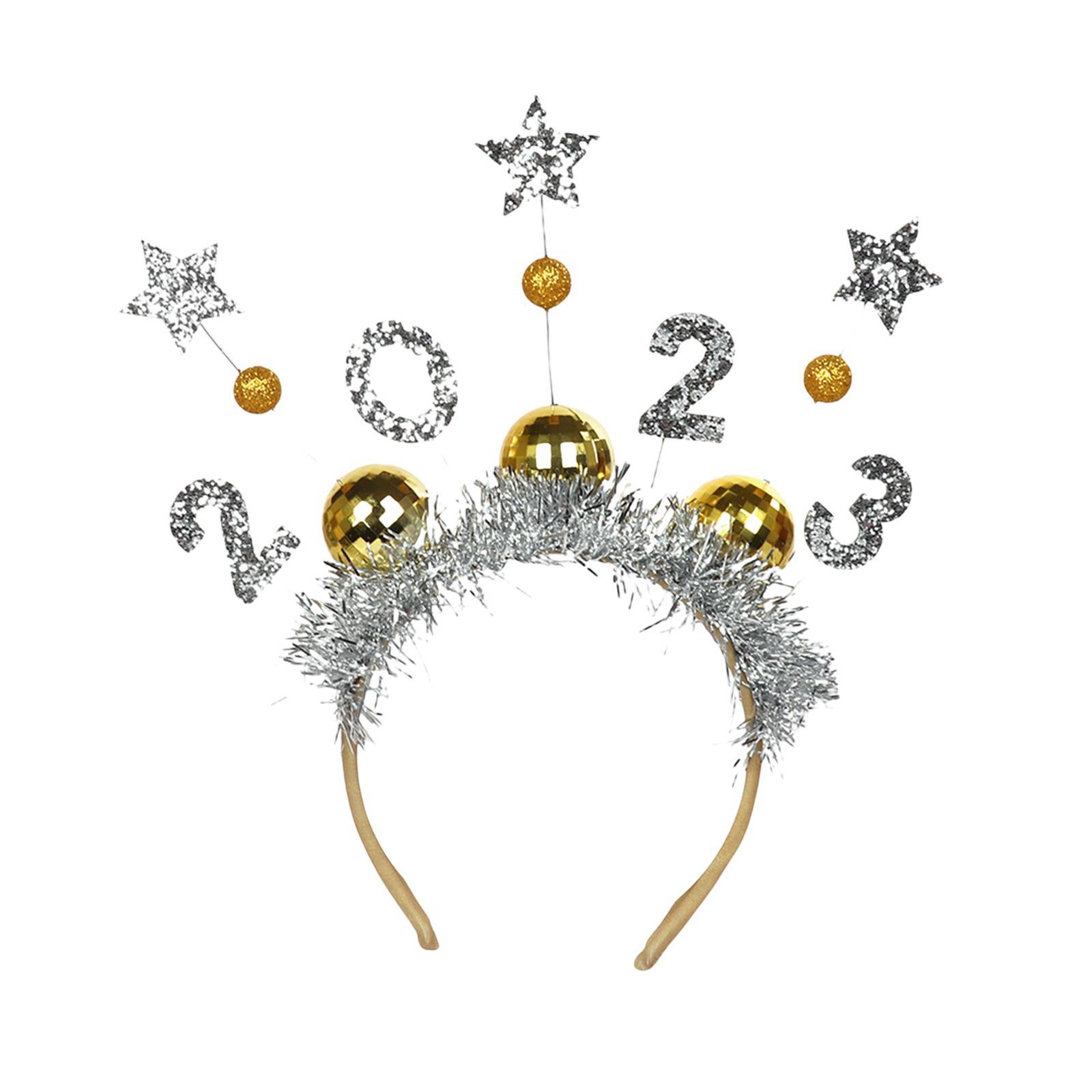 4 2023 New Year Headbands Tiara Headdress for Costume New Years Eve Cosplay