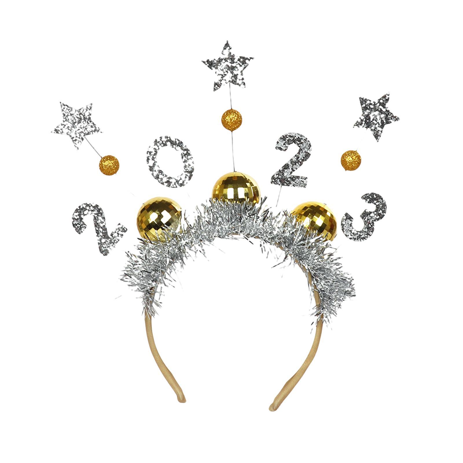3 2023 New Year Headbands Tiara Headdress for Costume New Years Eve Cosplay