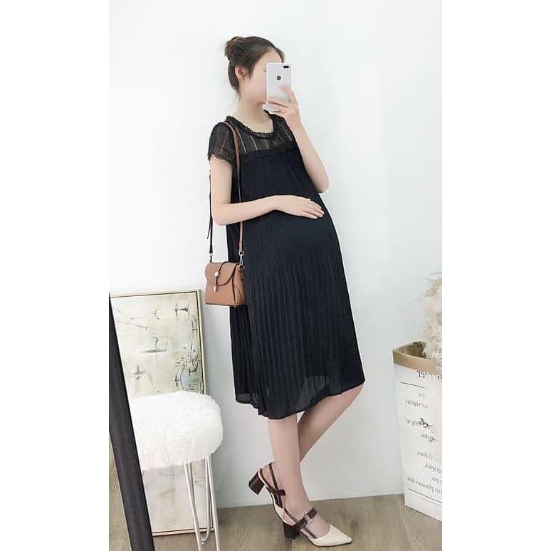 Đầm bầu voan phối ren dành cho bà bầu cực mát