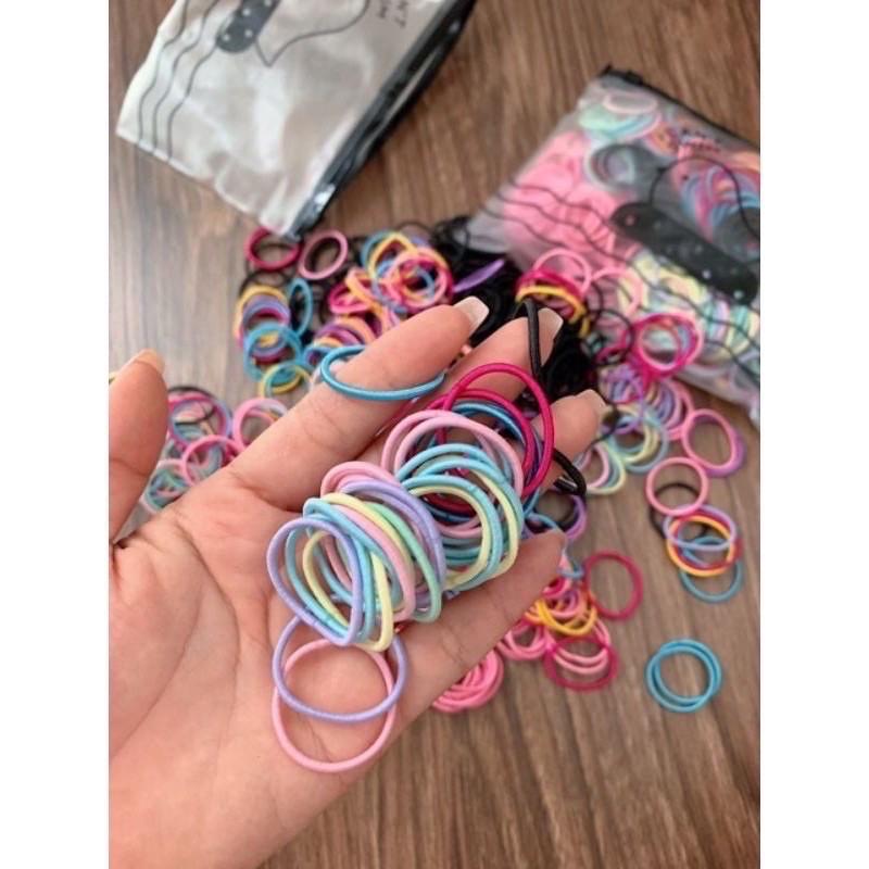 Set 500 chun buộc tóc nhiều màu sắc kèm túi zip