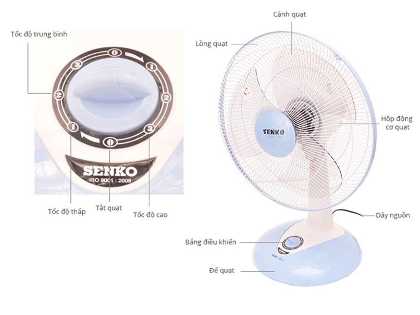 Quạt bàn senko B1213 (giao màu ngẫu nhiên)