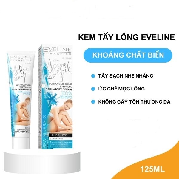 [ Tặng kem dưỡng tay] Kem tẩy lông chiết xuất khoáng chất biển dành cho mọi loại da ACTIVE EPIL EVELINE (Tay, chân)