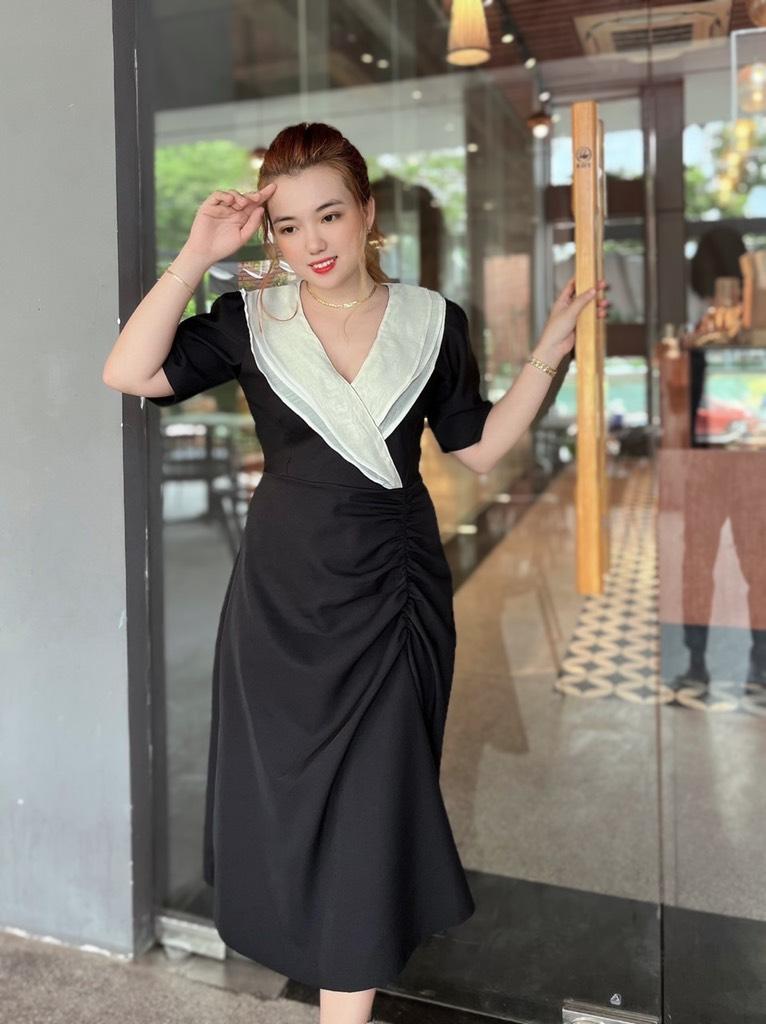 ĐẦM MIDI CỔ BÈO NHÚN THÂN 12054