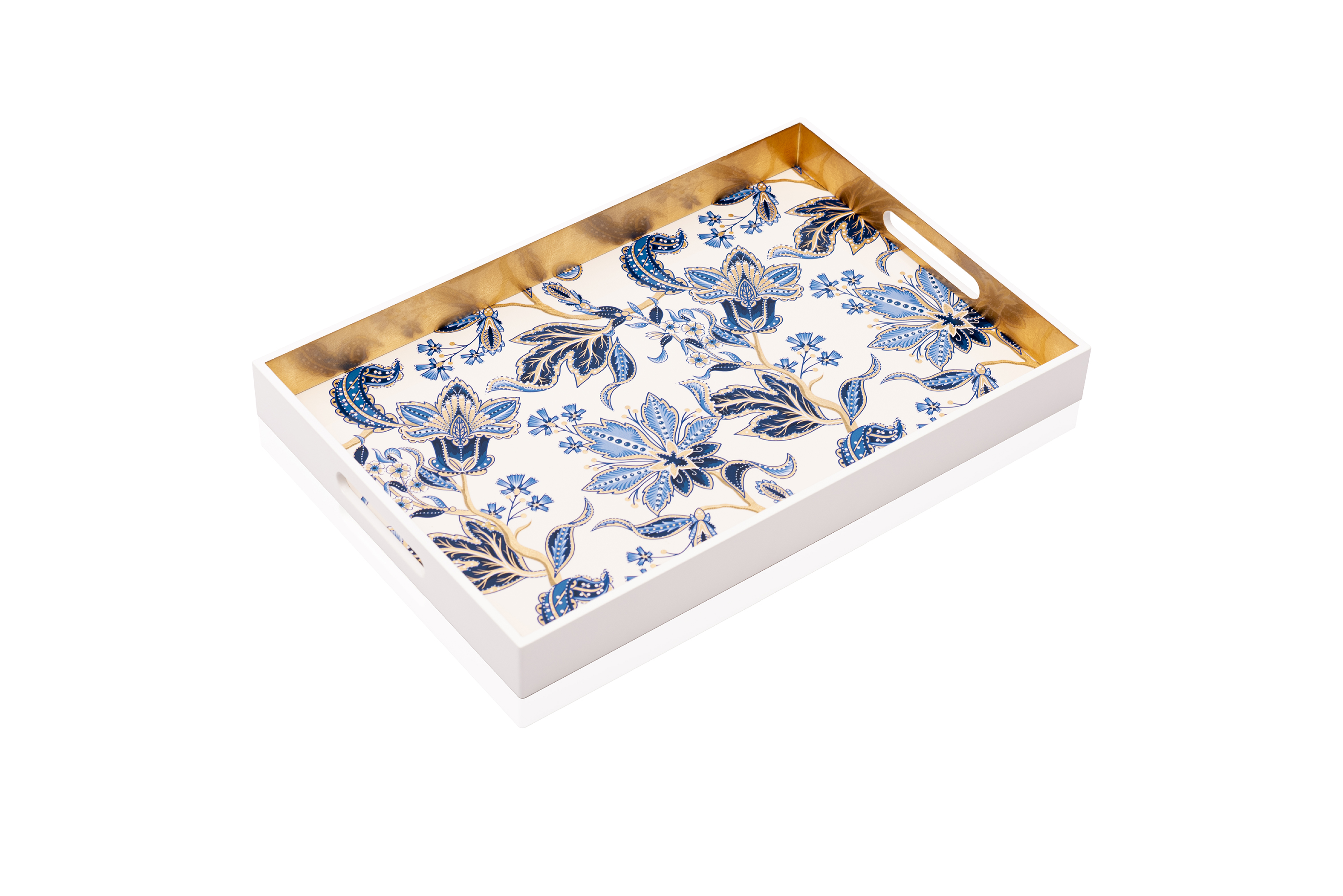 KHAY SƠN MÀI - Họa tiết hoa lam 25x40cm