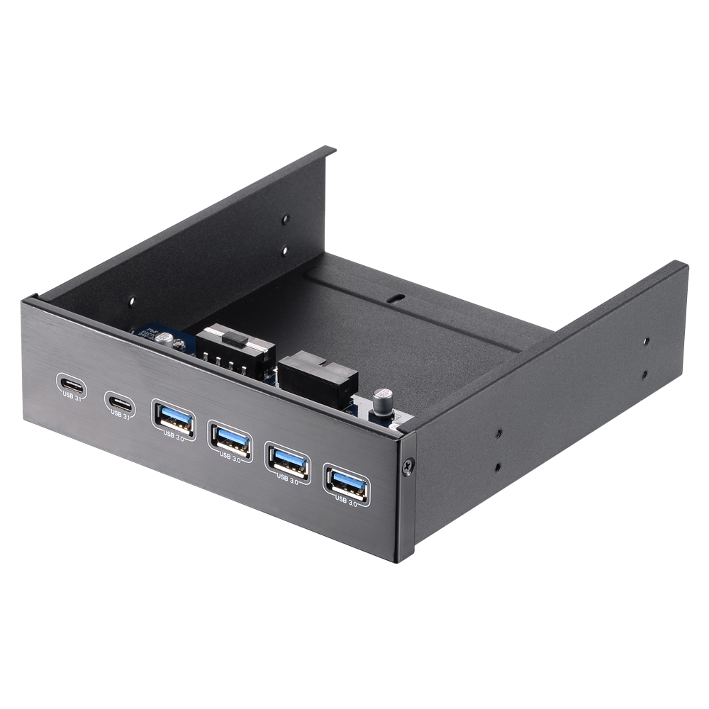 Hub chia cổng USB 3.0 Tốc độ cao 5Gbps 5,25 "Front Bay USB HUB 2 cổng USB 3.1 & 4 cổng USB