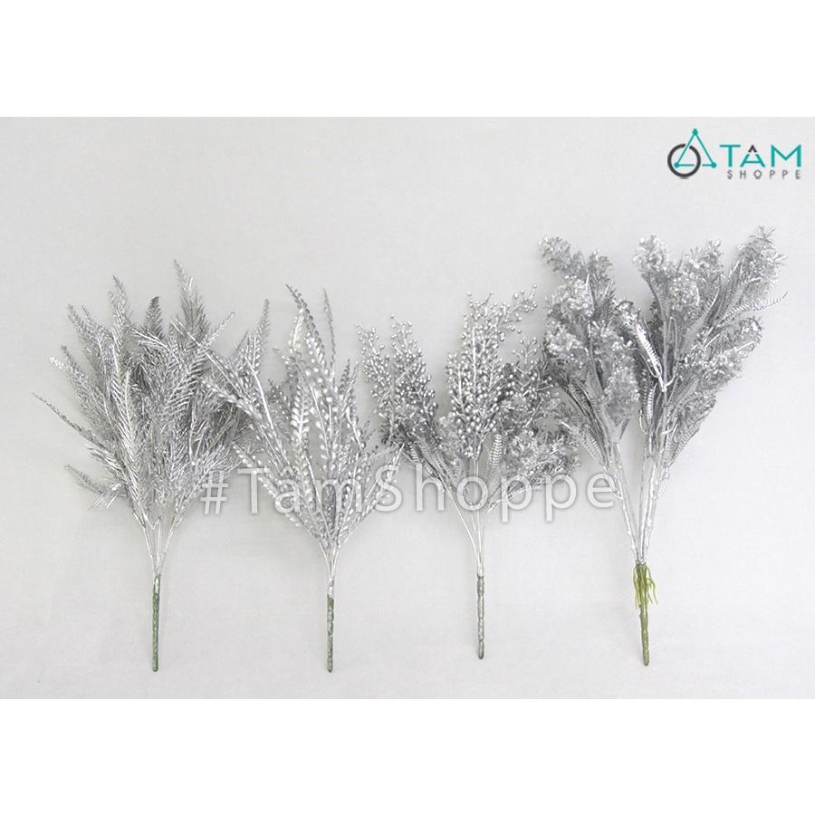 Cành lá giả phủ bạc trang trí nhiều kiểu CHG-124