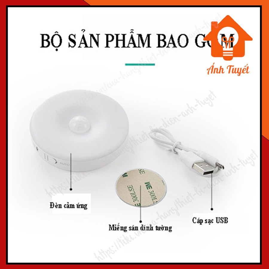 Đèn LED cảm biến chuyển động , cảm biến thông minh, ánh sáng bảo vệ mắt, sạc pin USB đời mới, dán tường, tủ quần áo, cầu thang, phòng ngủ - Hàng chính hãng