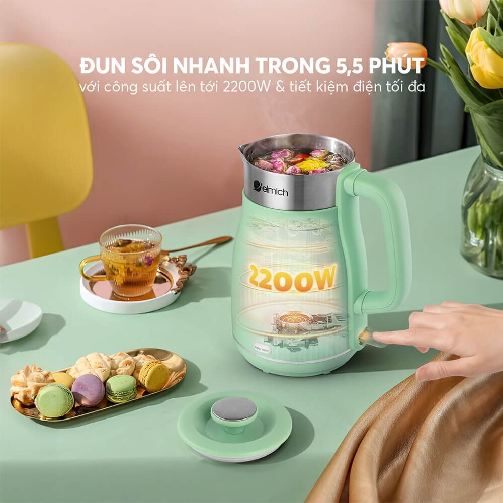 Ấm Đun Siêu Tốc Elmich KEE-8457 1.8L, Hàng Chính Hãng, Sôi Nhanh 45s, Công Nghệ Strix - JoyMall