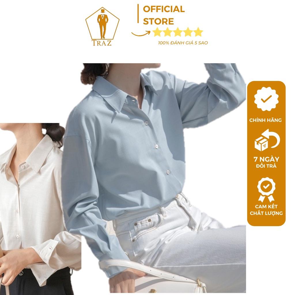 Áó Sơ Mi Trắng Nữ TRAZ Phom Dáng Suông Unisex Basic Dài Tay Cực Xinh