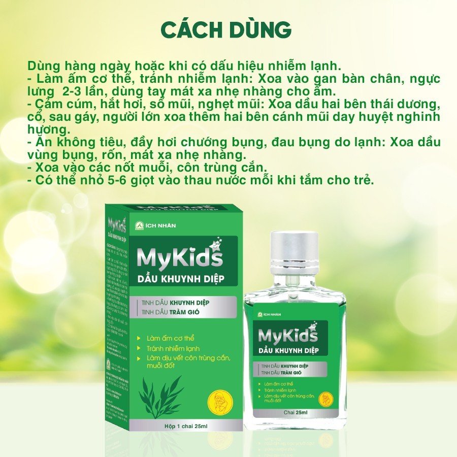 Dầu tràm khuynh diệp My Kids 25ml giúp phòng cảm lạnh, làm ấm cơ thể, an toàn cho trẻ sơ sinh và phụ nữ mang thai