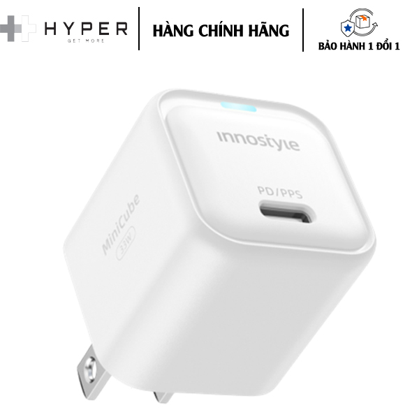 Củ Sạc Nhanh InnoStyle MiniCube Gan II 33W PD/QC3.0 & PPS Sạc nhanh bất kỳ thiết bị USB-C - Hàng Chính Hãng
