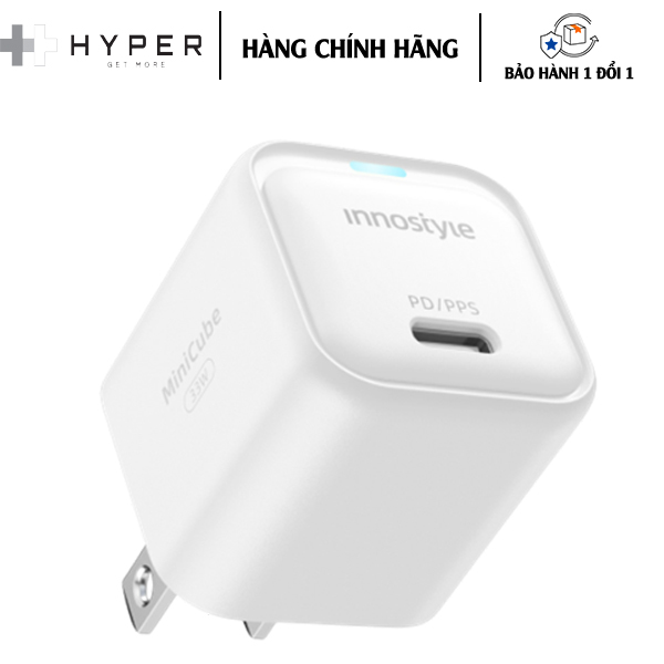 Củ Sạc Nhanh InnoStyle MiniCube Gan II 33W PD/QC3.0 &amp; PPS Sạc nhanh bất kỳ thiết bị USB-C - Hàng Chính Hãng