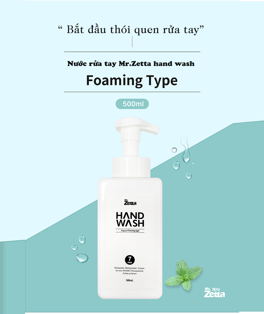 Nước rửa tay sát khuẩn MR.Zetta Hand Wash 500ml hương Đào