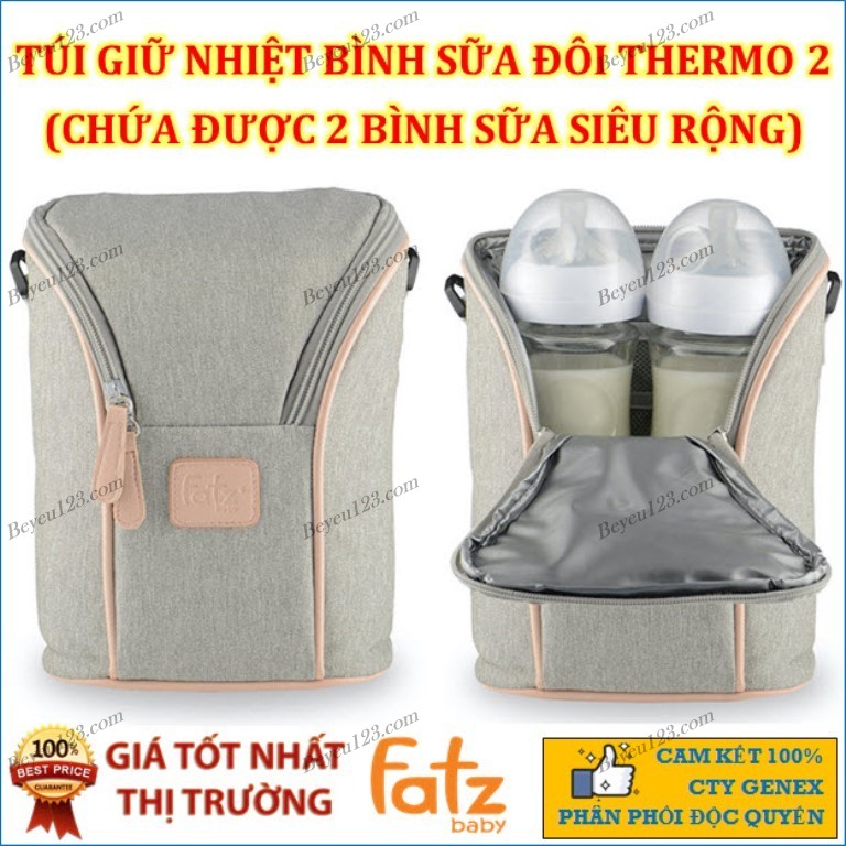 Túi giữ nhiệt bình sữa đôi Fatzbaby (chứa được 2 bình sữa cổ rộng) kèm 2 đá khô unimom