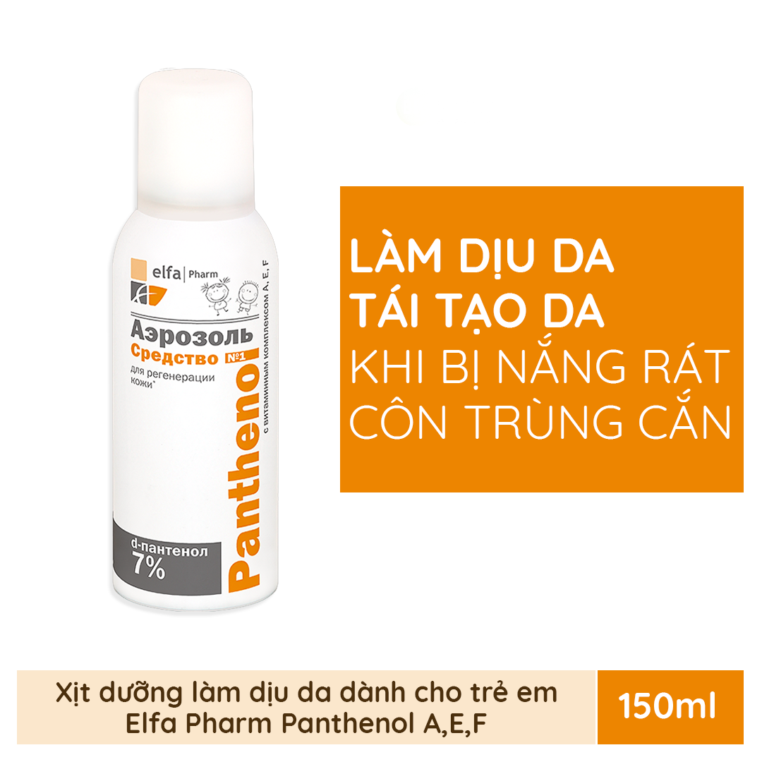 Xịt dưỡng làm dịu, tái tạo da với phức hợp vitamin A, E, F, Elfa Pharm Panthenol 150ml