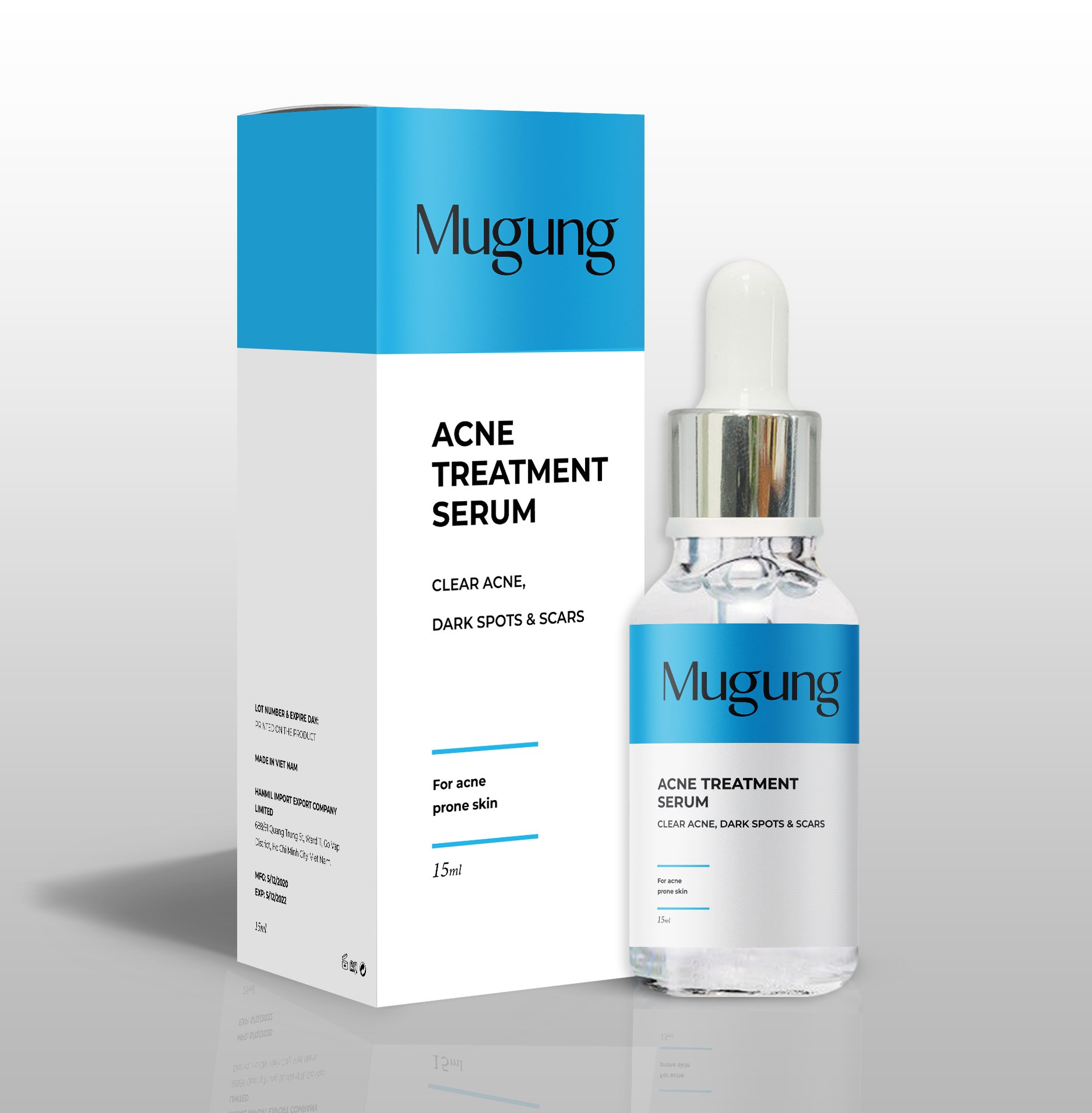 Combo ngăn ngừa mụn Mugung gồm Sữa rửa mặt và Serum Acne Treatment không bong da bí quyết sạch bay mụn thâm,mụn bọc,mụn trứng cá, dành cho mọi loại da 15ml và 15gram