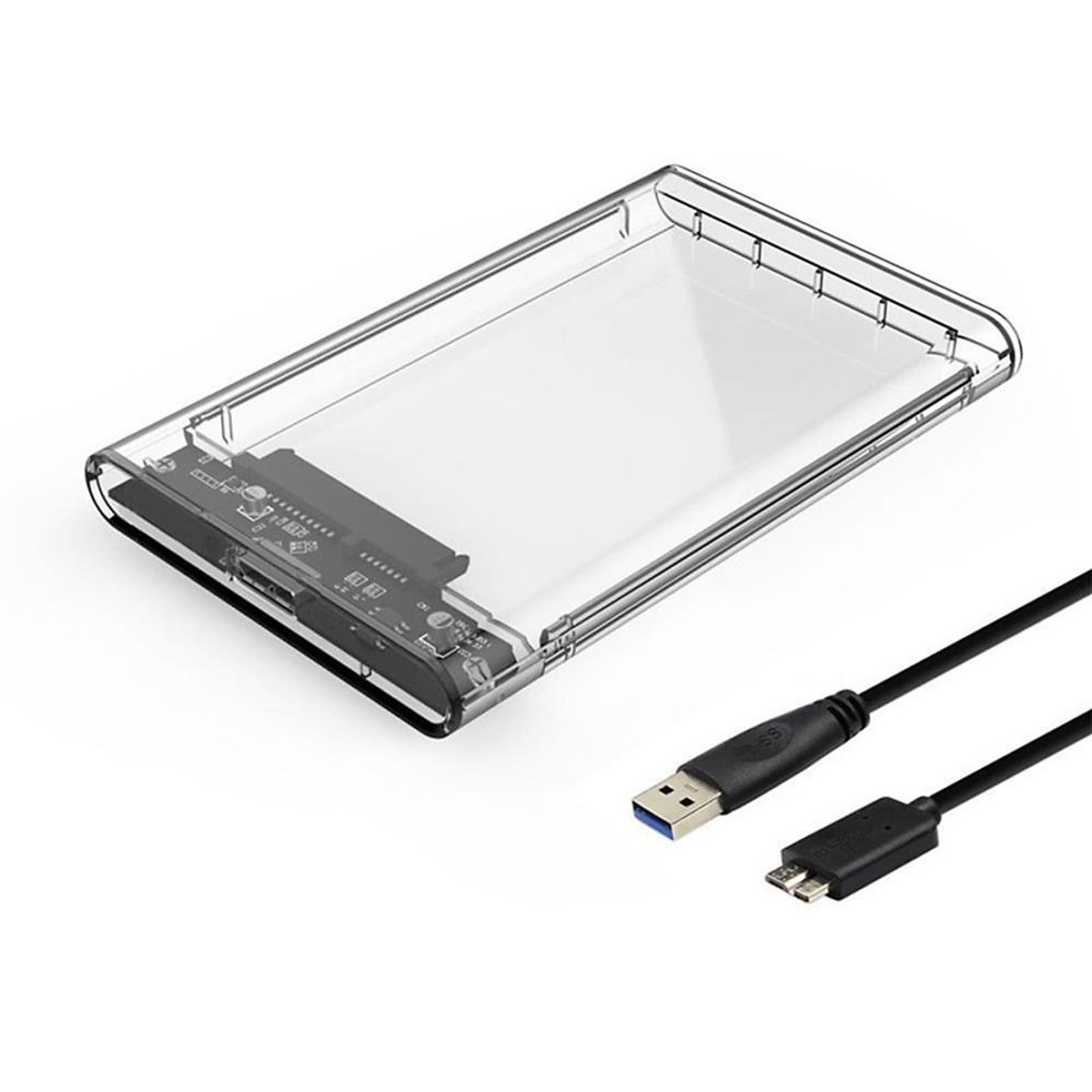 Box Ổ Cứng 2.5 Inch Hộp Đựng Ổ Cứng Di Động HDD VINETTEAM USB 3.0 Nhựa Trong Suốt Tốc Độ 5gbs - Hàng Chính Hãng