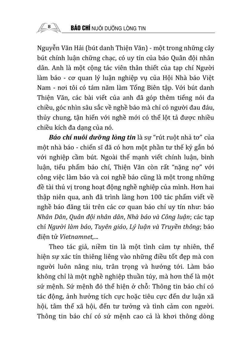 Báo chí nuôi dưỡng lòng tin