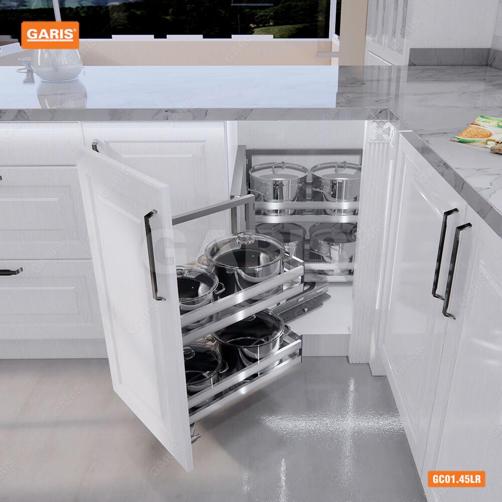 Hệ góc liên hoàn thông minh, inox hộp Garis GC01.45L/R
