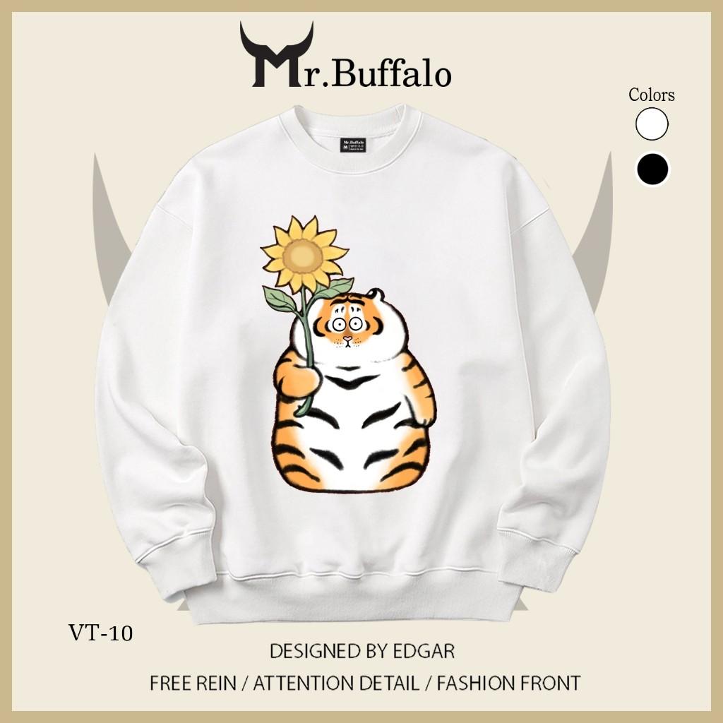 Áo Sweater Hổ béo ngây thơ và rồng cute Mr.Buffalo - VT12 Trắng, VT12 Trắng