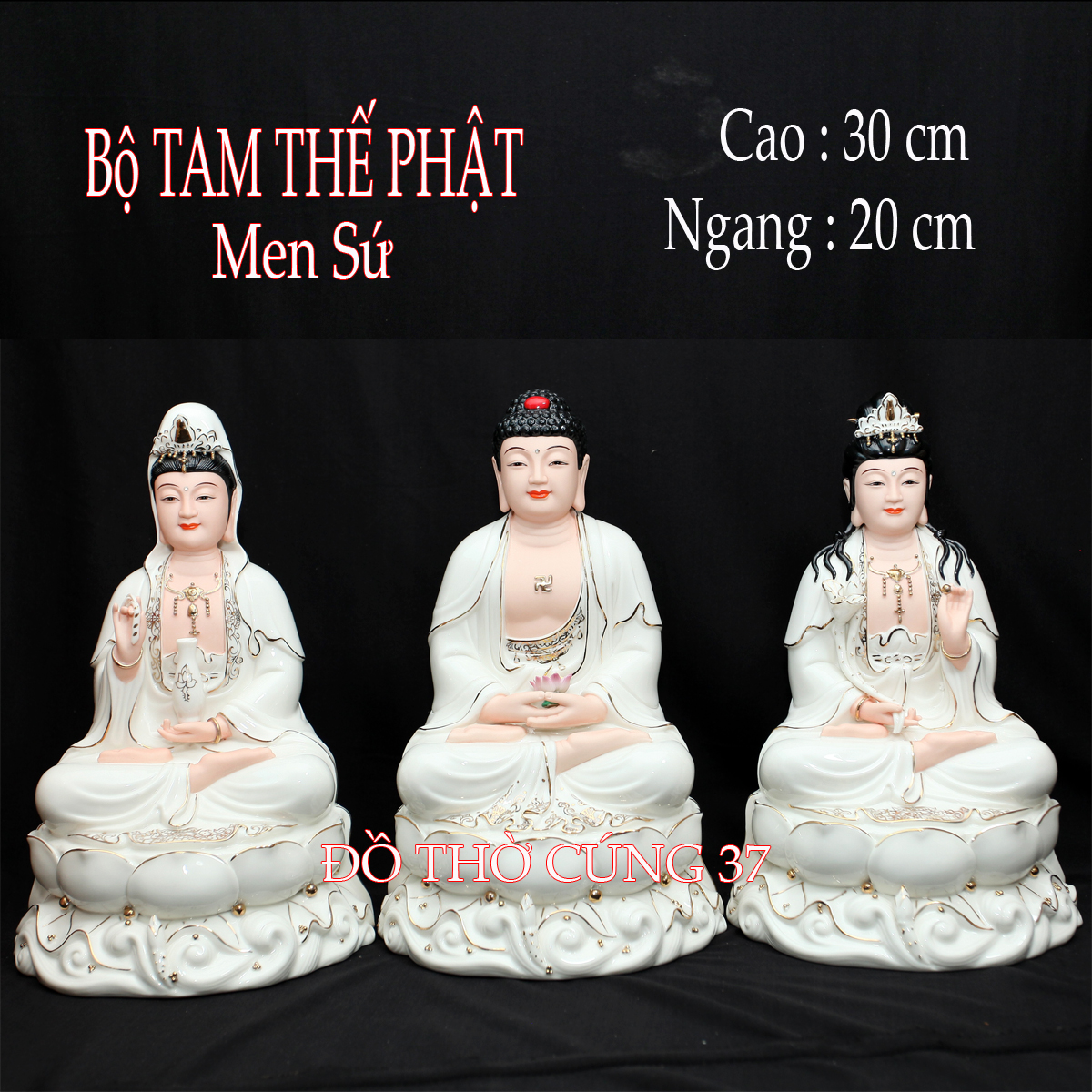 Bộ Tây Phương Tam Thánh - men sứ cao cấp
