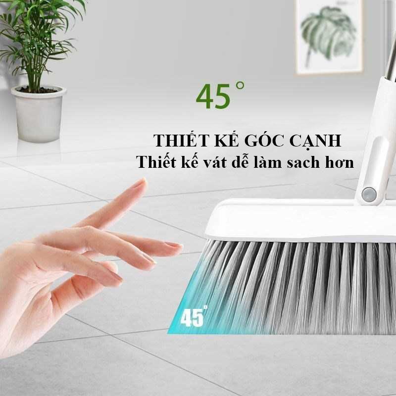 Chổi Quét Nhà, Chổi Nhựa Kèm Hót Rác Gấp Gọn, Xoay 180 Độ Tiện Dụng TIME HOME